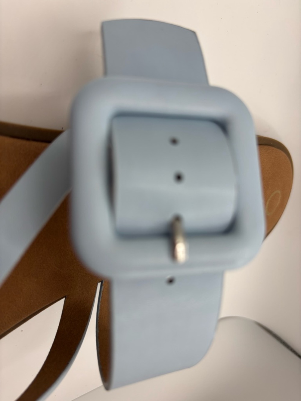 Journee Collection Sky Blue Buckle Slide Sandals - Picture 5 of 6